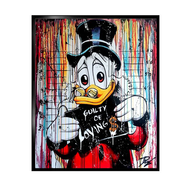Disney Graffiti Art Canvas Paintings Mickey Mouse and Donald Duck Street Art Poster and Print Wall Art Picture for Home Decor13x18cm Unframed Gao Jinjia LED