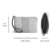 Coach Womens Small Corner Zip Crossgrain Leather Wristlet (Black)