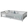 thumbnail image 6 of Sesslife Twin Montessori Floor Bed, Wood Twin Size Floor Bed Frame with Safety Guardrails and Slats, Low Profile Toddler Bed for Kids Boys and Girls, No Box Spring Needed, Grey, 6 of 9