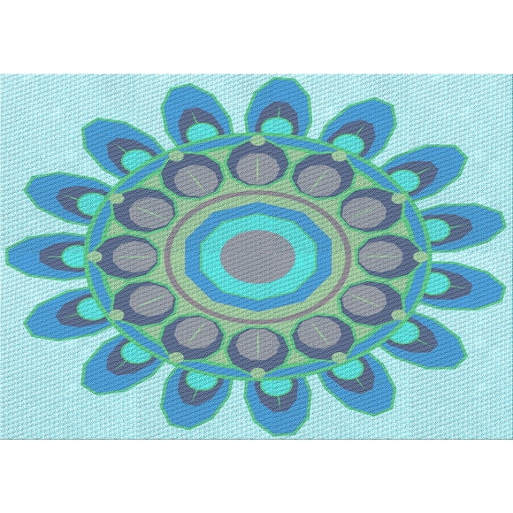 Ahgly Company Machine Washable Indoor Rectangle Transitional Blue Ivy Blue Area Rugs, 5' x 8'