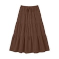 thumbnail image 6 of Bovxnpu Women's Boho Midi Skirt A-Line Flowy Skirts Summer Casual High Waisted Drawstring Ruffle Midi Skirts, 6 of 6