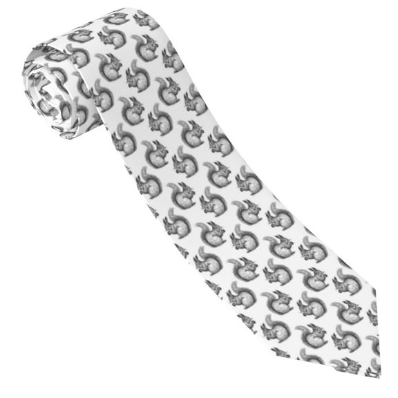 Yiaed Black Squirrel Print Men's Ties Silk Business Necktie for Husband Father Valentine's day Father's Day Gift