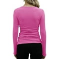 thumbnail image 3 of Womens Long Sleeve Scoop Neck Ribbed Knit Tops Casual Slim Fitted Basic Shirts, 3 of 4