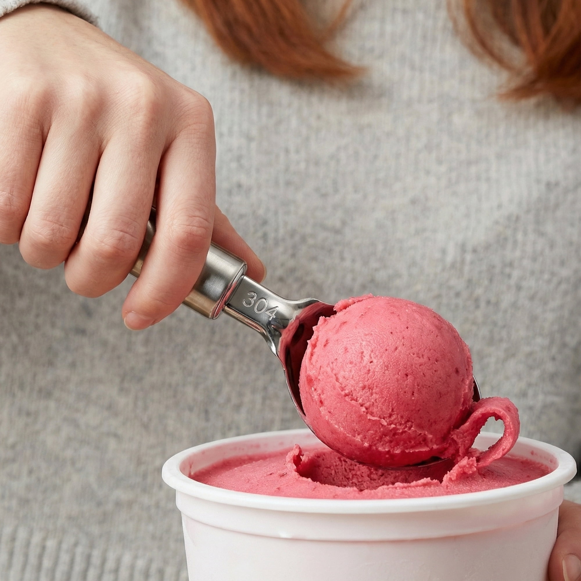 Unique Bargains Stainless Steel Ice Cream Scoop with Handle Silver 8.1in