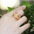 thumbnail image 3 of Noble Dubai Gold Multi Layer Twist Lines CZ Women Engagement Finger Ring Jewelry, 3 of 9
