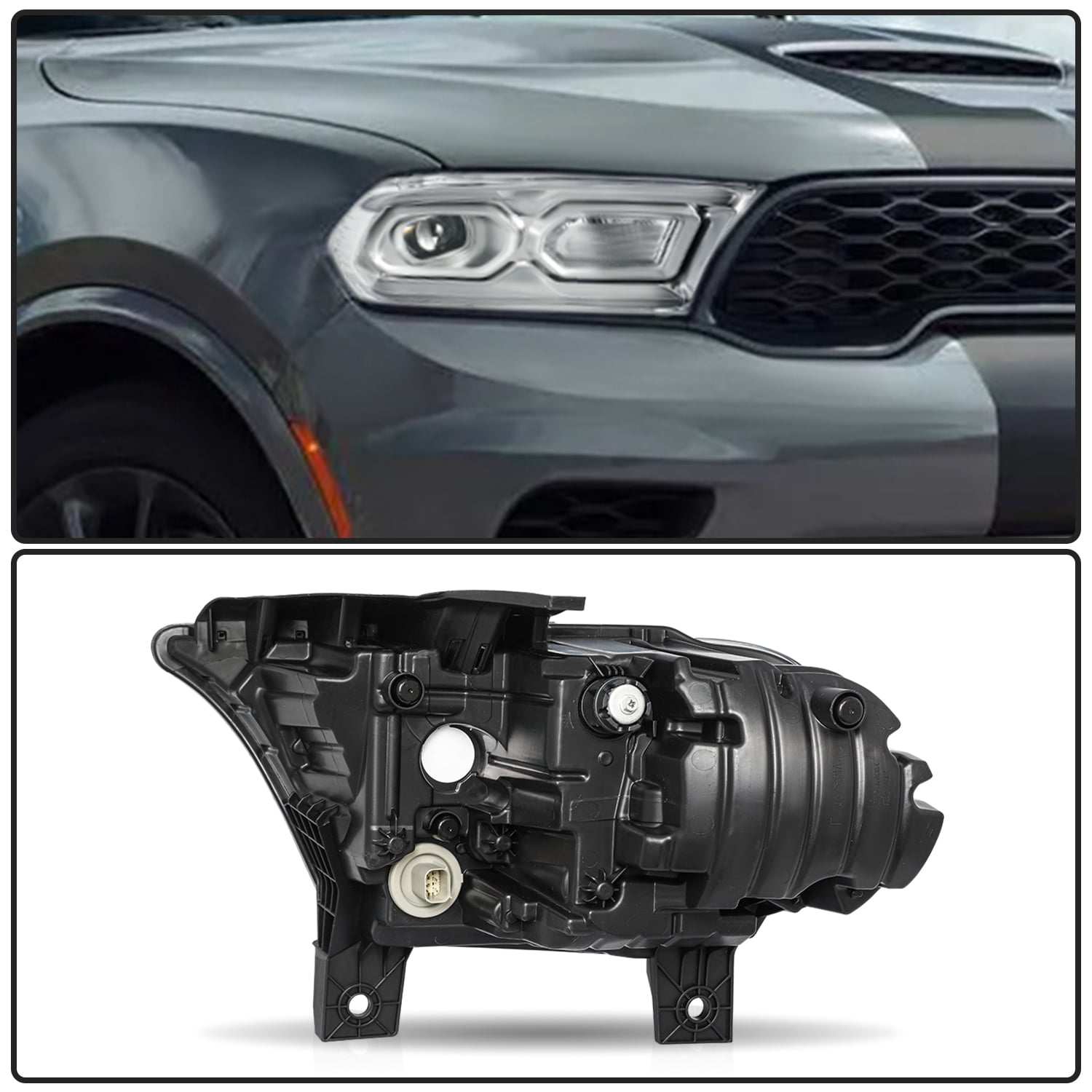 For 2021-2024 Dodge Durango Chrome w/Halogen Turn Signal LED Headlight Passenger