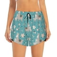 thumbnail image 2 of Xecao's Teal Mama Llama for a double-layer running short for women, perfect for gym, tennis, and more, featuring a convenient pocket., 2 of 9