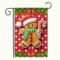 thumbnail image 2 of 1 Piece, Polyester, Merry Christmas Gingerbread Man Candy Cane, Double-Sided Garden Flag, Winter Flag Flag, Yard Lawn Decoration Event Party Supplies, Christmas Decoration 12x18 Inch, No Flagpole, 2 of 5
