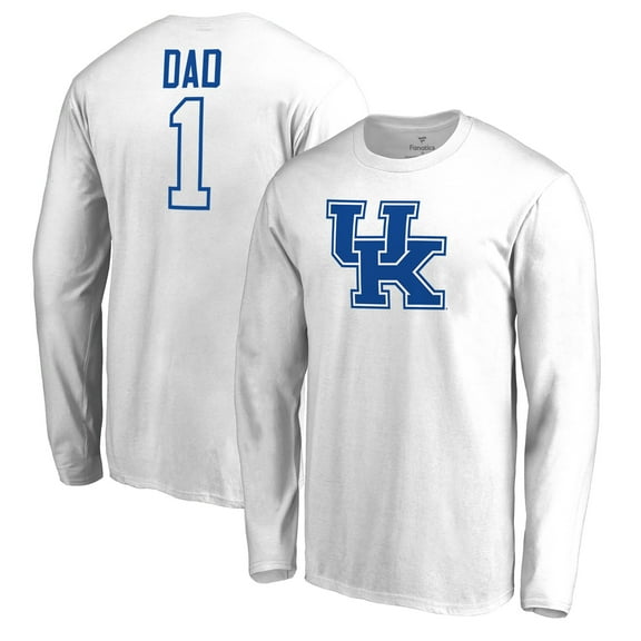 Men's White Kentucky Wildcats #1 Dad Long Sleeve T-Shirt