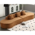 thumbnail image 2 of Newboti Furniture Modern curved combination sofa, terrycloth fabric sofa, minimalist sofa in living room, apartment, no assembly required, three pillows,Browm 03268, 2 of 12