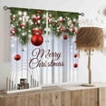 thumbnail image 3 of Christmas Curtains for Living Room, Xmas Merry Christmas Fir Twigs Ball New Year Winter Holiday Party Decor Window Drapery Treatments for Bedroom Kitchen Bathroom Nursery Home 2 Panels, 55x39 Inch, 3 of 5