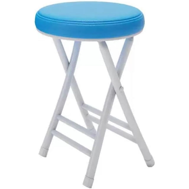 ILOOXI Cushioned Padded Folding Stool Stackable Portable Folding Chair Round Folding Bar Stool 330lb Capacity Foldable Stool for Home Kitchen Dining Breakfas (Color : Blue, Size : 50cm/20in)
