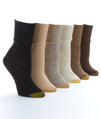 Gold Toe Women's Turn Cuff Anklet Socks 6-Pack Extended Sizes - Walmart.com