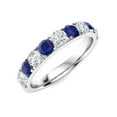 thumbnail image 5 of 3 MM Round Blue Sapphire 925 Sterling Silver Channel Set Eternity Women Valentines Day Gifts Ring, 5 of 6