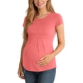 thumbnail image 2 of Gamivast Maternity Shirts for Women Scoop Neck Empire Waist Pleated Fit Tops Soft Stretchy Comfortable Short Sleeve Blouse Pregnancy Casual Daily outfits, 2 of 9