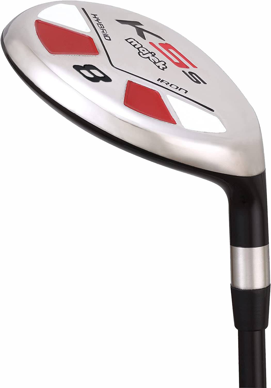 Majek Golf +1 inch Over Big & Tall Men's #8 Hybrid Regular Flex Right Handed Utility R Flex Club (Tall 6'0"+ / +1" Over) with Midsize Black Pro Velvet Grip