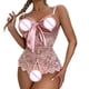 thumbnail image 3 of Gibobby Lencería mujer erótica Conjunto de lencería sexy para mujer con liguero, brasier de encaje y bragas conjunto de tirantes exóticos(Rosa, XXG), 3 of 5