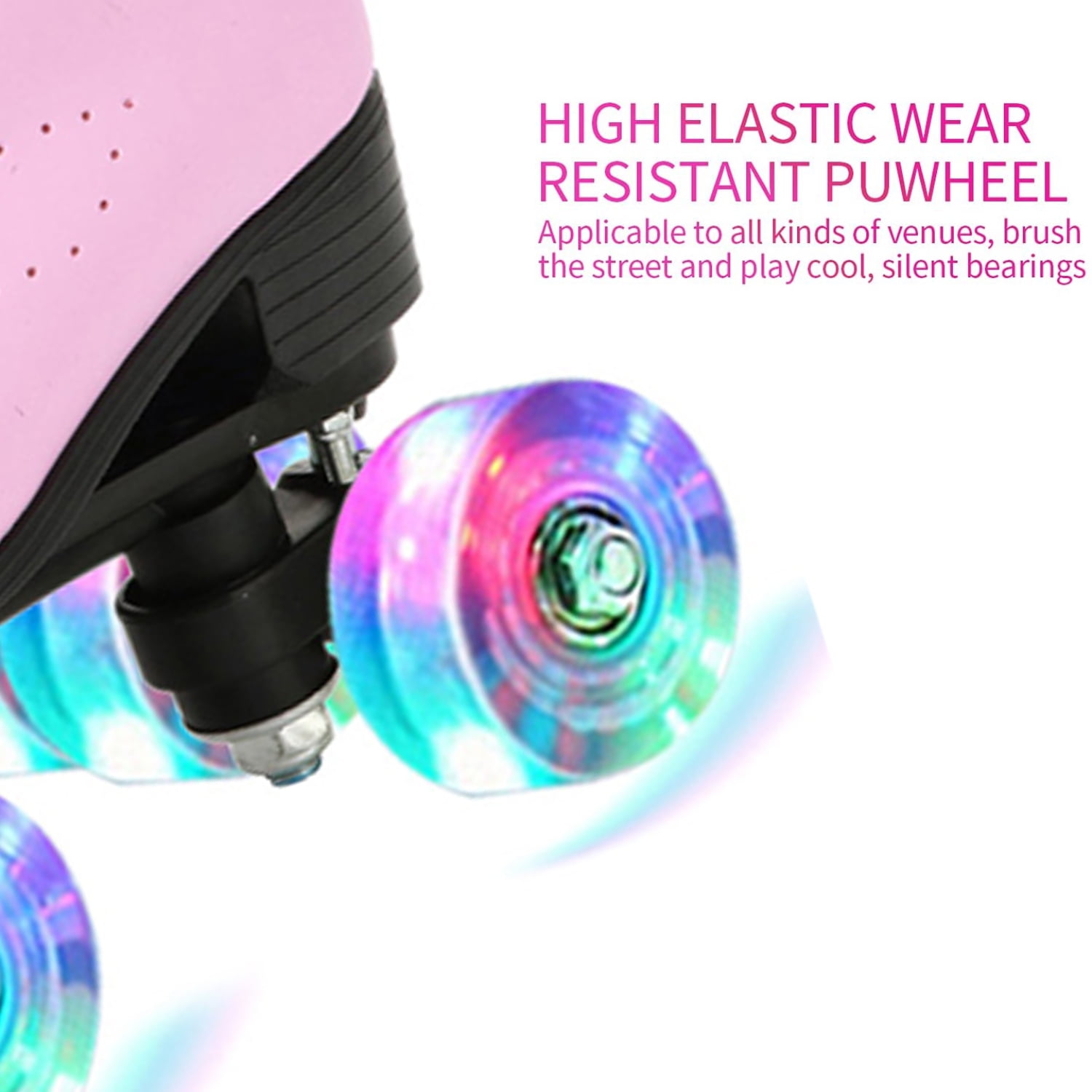 FACNOATIHN Roller Skate, Classic Fashion Skates for Adults Kids with Light up Wheels, Pink(Women's 10.5)