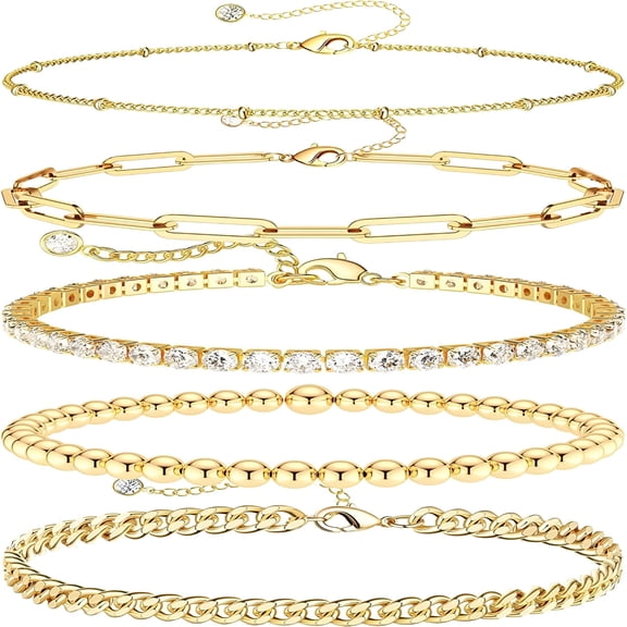 DESIGNICE 925 Sterling Silver Dainty Silver Bracelets for Women Trendy, Fashion Pack Gifts for Women