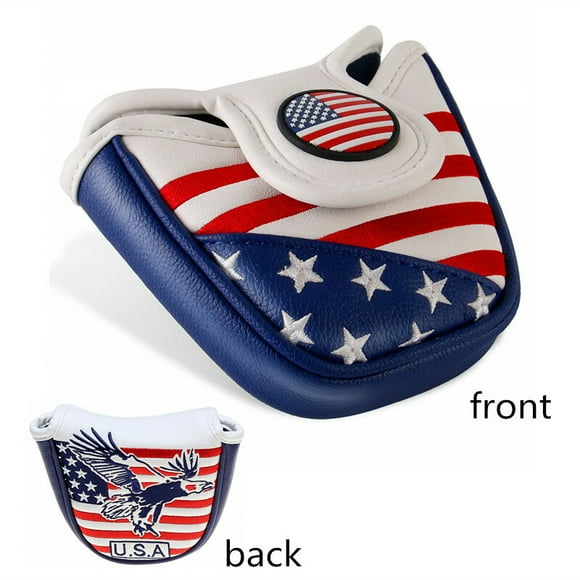 Golf Leather Magnetic Putter Head Cover PU Mallet Headcover Club Protector Cover