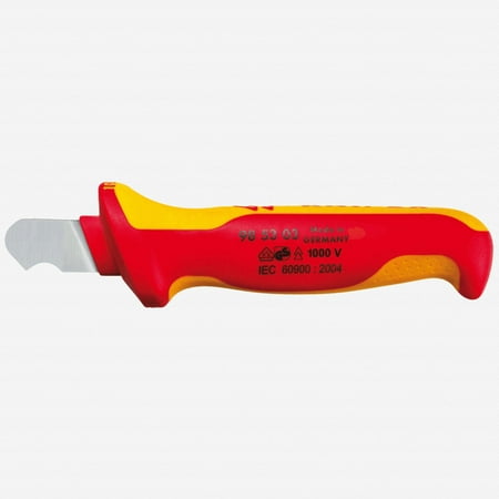 UPC: 0843221006426 | Knipex Insulated Dismantling Knife – Solid  Fixed Hook Blade