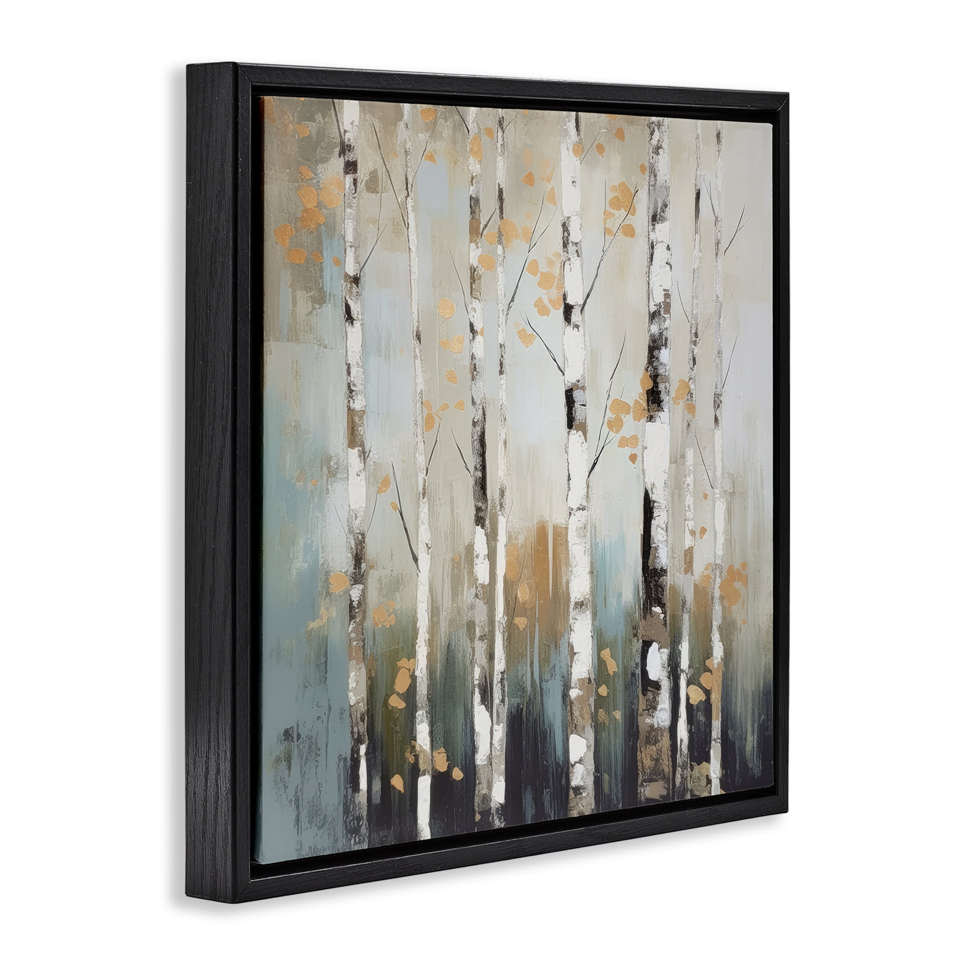 Stupell Industries Autumn Birch Impressions Landscape & Nature Painting Black Floater Framed Canvas Art Print Wall Art, 18 x 18