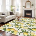 thumbnail image 2 of Yellow Lemons Area Rugs 5'x8', Washable Small Throw Rugs for Classroom Bedroom, Summer Botanical Leaves Wooden Farmhouse Art Indoor Outdoor Rug Non-Slip Low Pile Carpet Runner Reversible Floor Mats, 2 of 8