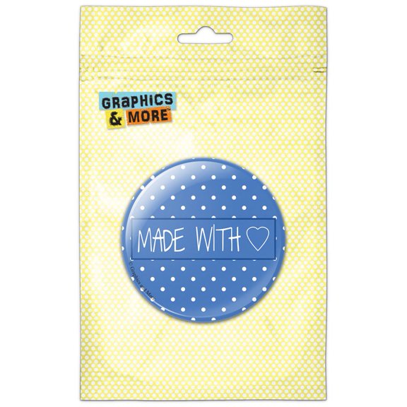 Made With Love Blue Handmade Gift Pinback Button Pin Badge