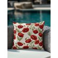 thumbnail image 3 of Outdoor Pillows Waterproof, Spring Floral Bedding Throw Pillows with Insert for Couch Sofa Bed, Red Poppy Green Leaves Botanical 18x18 Inch Pillowcases Decorative Camping Patio Pillow Set of 1, 3 of 7