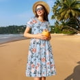 thumbnail image 4 of Honeii Rose Flowers Print Women’s Short Sleeve Dress, Comfortable Casual Dress, Soft Polyester Spandex Blend, Stylish Everyday Wear for Summer, Perfect for Travel and Vacation, 4 of 6