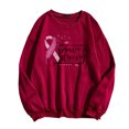 thumbnail image 2 of Fartey Breast Cancer Warrior Sweatshirt for Women Fashion Fall Long Sleeve Crewneck Pullover Cute Pink Ribbon Print Tops Drop Shoulder Baggy Soft Shirts, 2 of 5