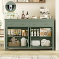 thumbnail image 3 of Homfa 55.1W'' 4-Doors 2-Drawers Farmhouse Storage Cabinet, Wood Sideboard with Adjustable Shelves for Kitchen Dining Room, Green, 3 of 7