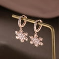 thumbnail image 6 of Solid 925 Sterling Silver Sparkling CZ Snowflake Hoop Earrings for Women Teens Snowflake Hoop Earrings Huggie Earrings Drop Christmas Gifts, 6 of 13