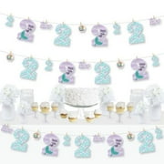 2nd Birthday Let's Be Mermaids - Second Birthday Party DIY Decorations - Clothespin Garland Banner - 44 Pieces