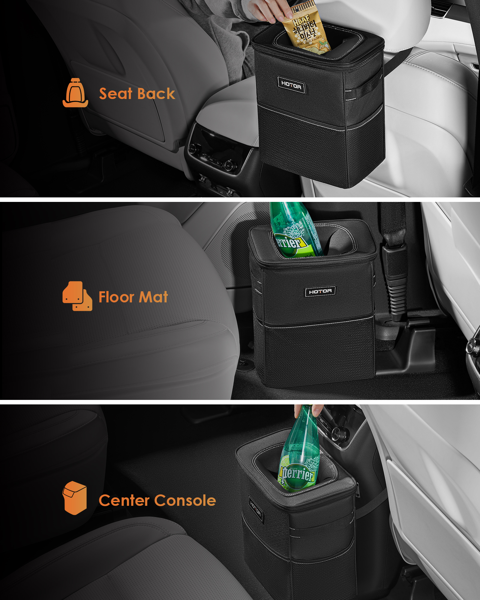 HOTOR Car Trash Can with Lid, 2 Gallon Capacity photo 2
