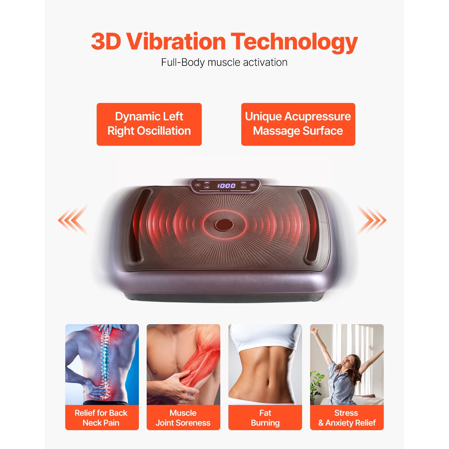KFFKFF Vibration Plate Exercise Machine, Full Body Fitness Platform for Lymphatic Support and Weight Management, Home Workout Equipment with Resistance Bands, Body Shaker for Adults, Black