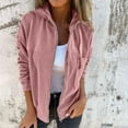 thumbnail image 2 of Womens Zip Up Hoodies Oversized Corduroy Long Sleeve Shirts with Hood Solid Pocket Drawstring Hooded Jacket (Pink S), 2 of 6