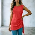 thumbnail image 5 of DailyTrove Women Crew Neck Side Split Long Length Loose Sleeveless Casual Tank Shirt, 5 of 6