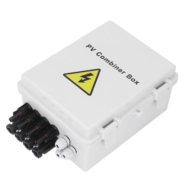 Photovoltaic Combiner Box, Waterproof DC Solar Combiner Box Wide Compatibility Lighting Protection Long Life Span 4 String with 63A Circuit Breaker for RV