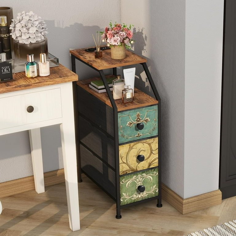 Narrow Dresser Tall Skinny Storage Tower Vertical Slim Chest of Drawers  with Charging Station Small Nightstand Side Table for Bedroom, Bathroom,  Small ...