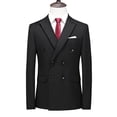thumbnail image 1 of Costume Ajusté pour Hommes Grande Taille Automne Couleur Unie Double Rangée Deux Boutons Style Coréen, 1 of 5