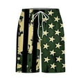 thumbnail image 3 of Chiccall Mens Independence Day Flag Printed Shorts Plus Size Elastic Waist Drawstring Summer Beach Swim Trunks with Pockets Army Green, 3 of 5