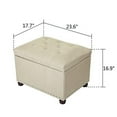 thumbnail image 5 of Adeco Classy Linen Blend Fabric Accents Rectangular Storage  Footstool Ottoman, 24x17.5x18, Natural, 5 of 6