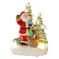 thumbnail image 3 of Adorno musical en miniatura iluminado navideño, estatuilla de resina, exhibidores navideños para decoración de bodas, hogar o jardín, delicado Papa Noel, 3 of 8