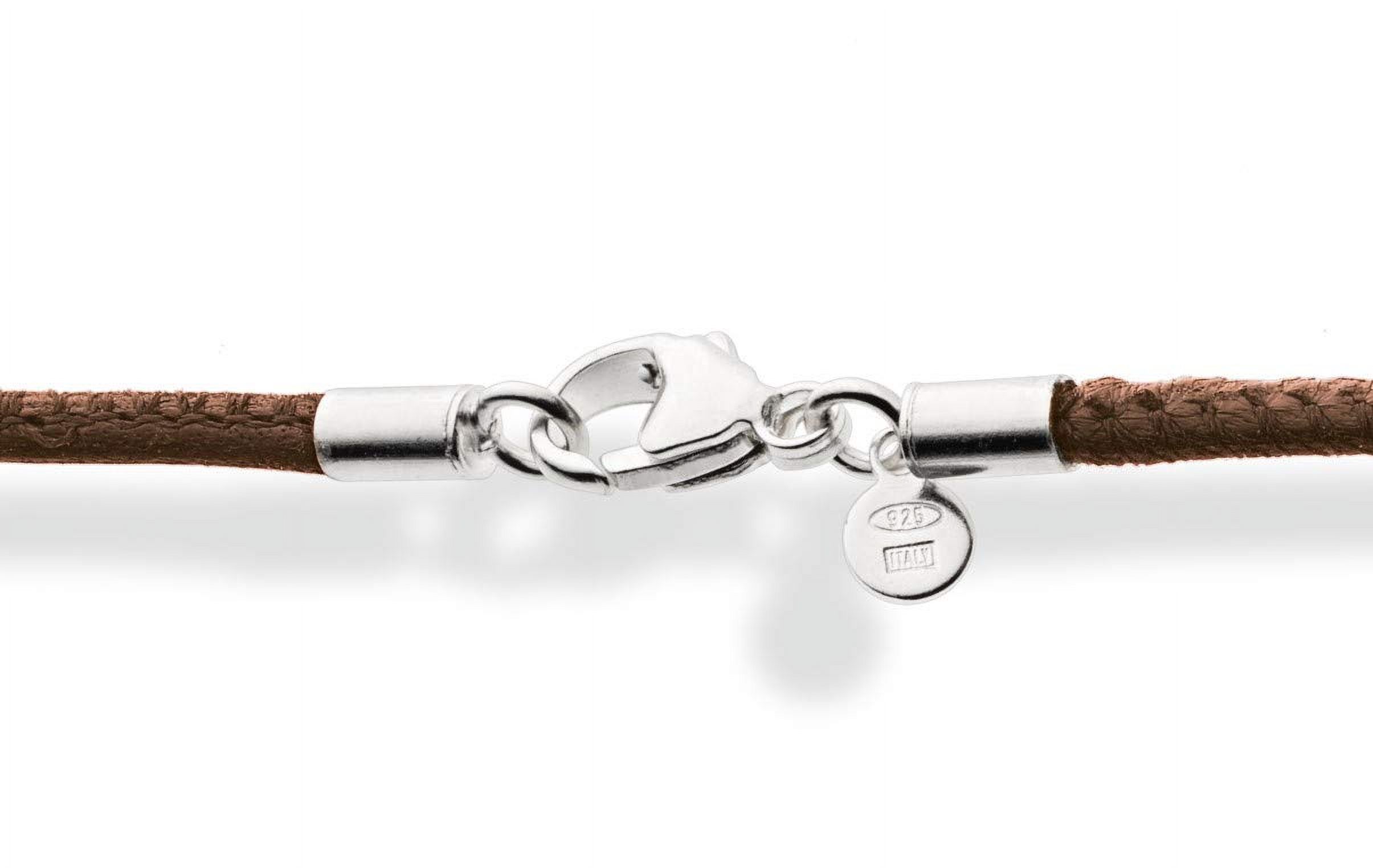 Miabella Genuine 2mm Black or Brown Italian Leather Cord Chain Necklace for Men Women with 925 Sterling Silver Clasp Made in Italy (Brown, 20)