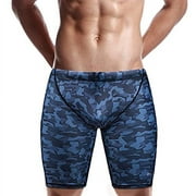 KGKE Men's Swim Jammers Compression Fashion Print Jammer Swimsuit Swim Boxer Long (M, Grey camo Strip)?