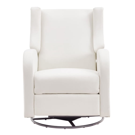 Electronic Power Recliner and Swivel Glider Chair with USB Port, 110°-165° Adjustable Reclining, 240° Swivel Rocking Chair, Polyester Upholstery for Living Room, Bedroom or Nursery, Off White