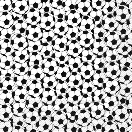 Boston International C957907 Paper Cocktail Napkin Soccer Black - case of 3