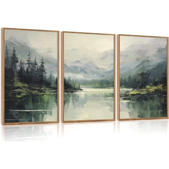 FCCUYE Dark Moody Boho Wildflowers Wall Art Set(16"x24"), 3 Pieces Vintage Mid Century Modern Floral Framed Canvas Artwork, Large French Penoy Botanical Wall Decor for Office Bedroom Living Room