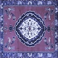 thumbnail image 1 of Ahgly Company Machine Washable Indoor Square Medallion Blue Traditional Area Rugs, 5' Square, 1 of 4